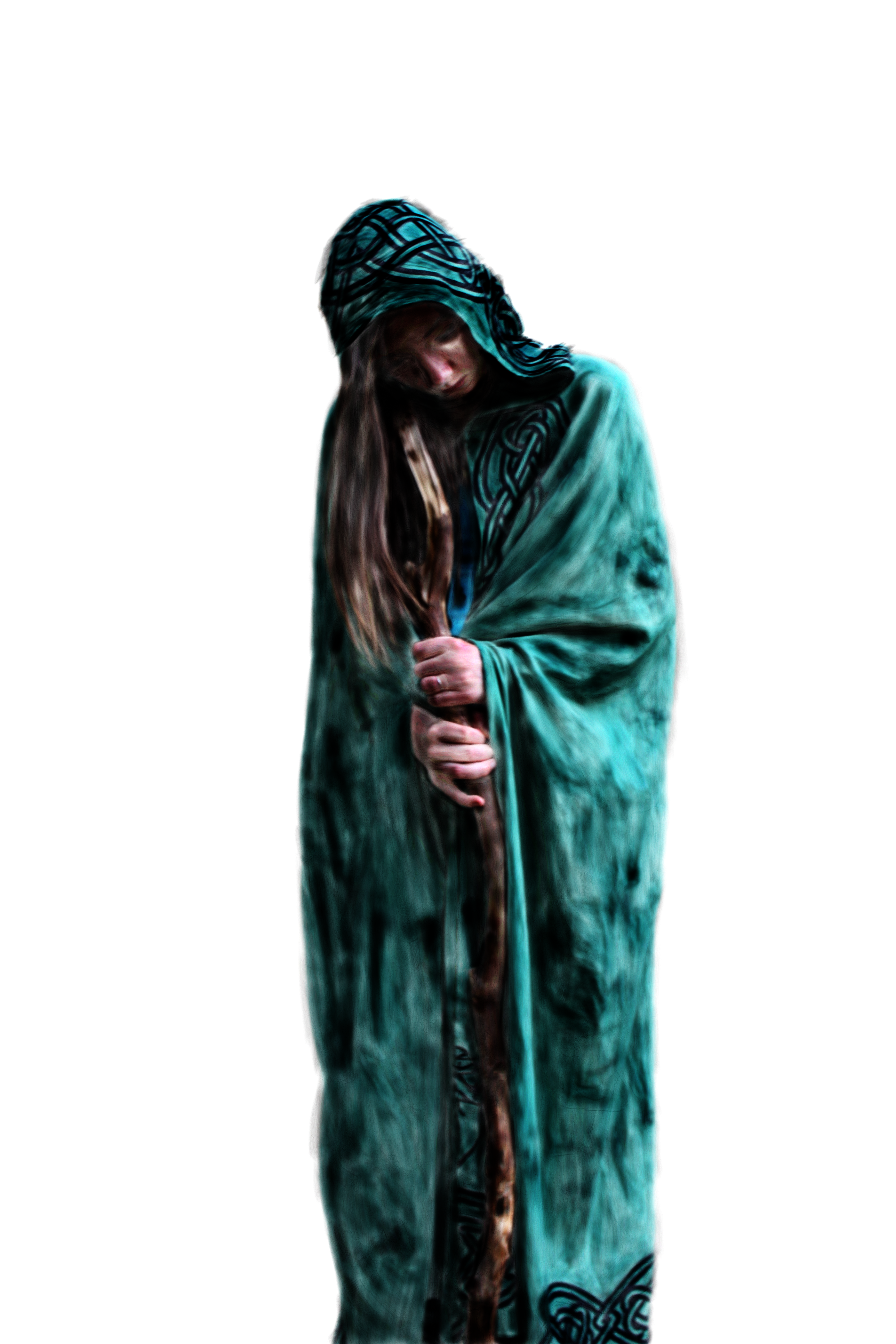 Original young female wizard painting used as source material